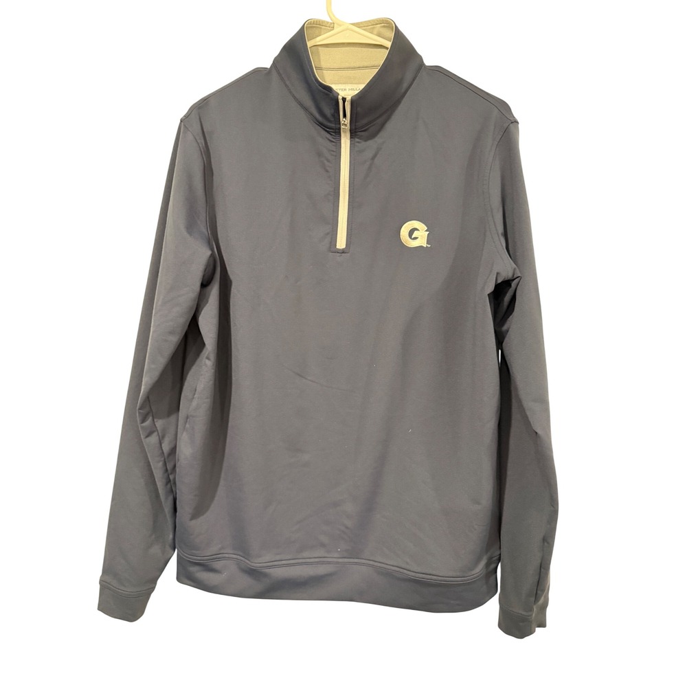 Peter Millar Mens Navy Blue Quarter Zip Pullover Grambling State Logo Size Small
